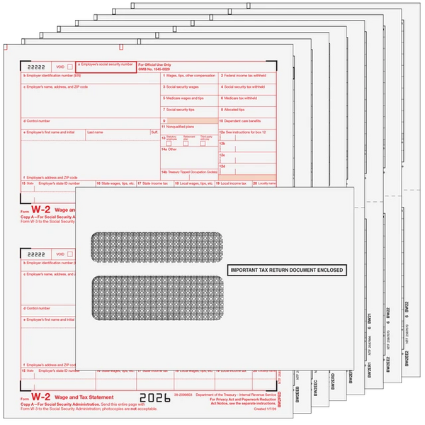 W-2 Laser 8 Part Kit (Includes Self Seal Envelopes)