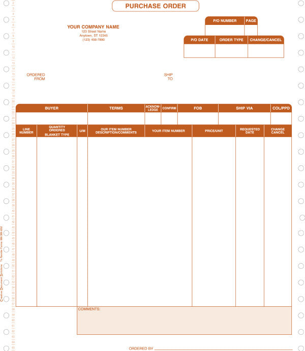 Macola 6 Continuous Purchase Order Form