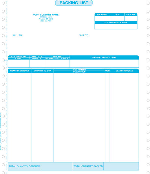 Macola 7 Continuous Packing List Form