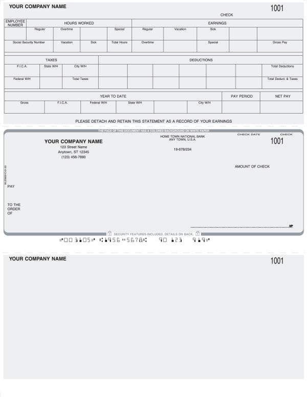 Peachtree Laser Payroll Check (bottom stub blank)