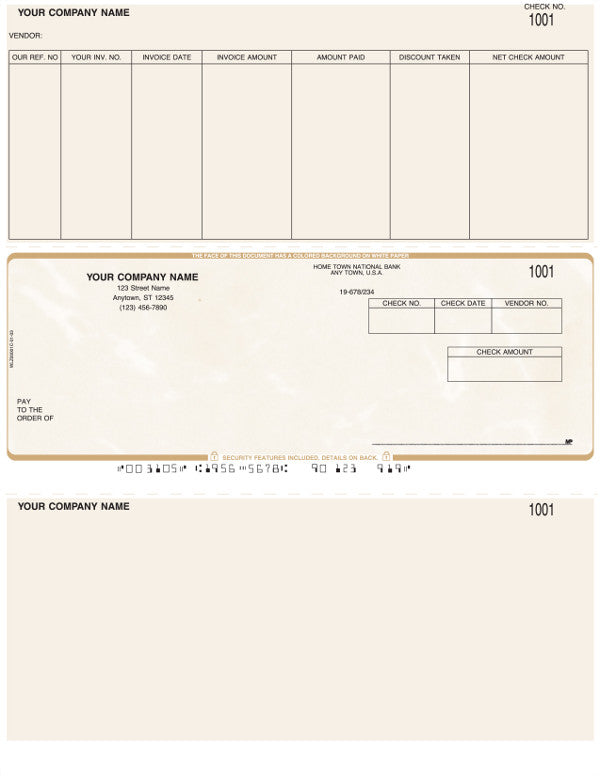 Peachtree Laser Accounts Payable Check (bottom stub blank)