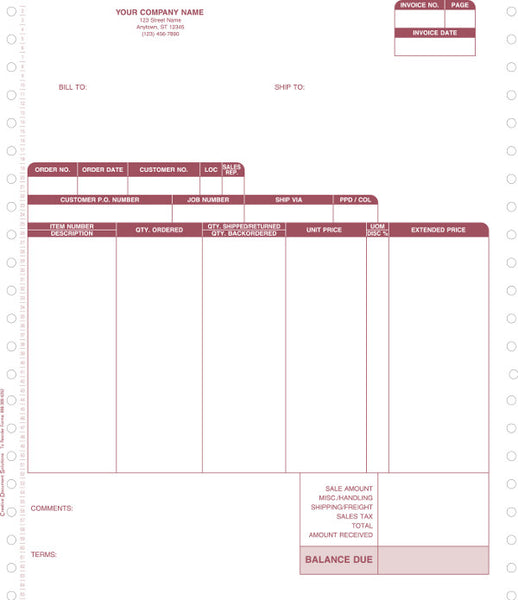 Macola 7 Continuous Invoice Form